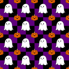 halloween seamless pattern with ghosts