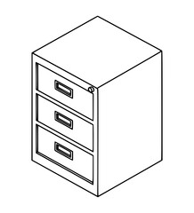 Isometric Filing Cabinet Line Art