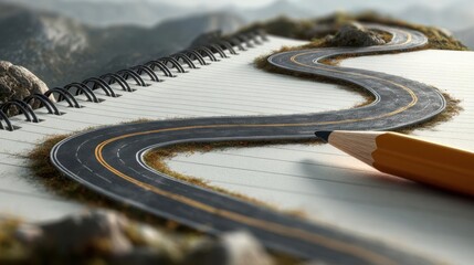 Surreal Roadway on a Notebook