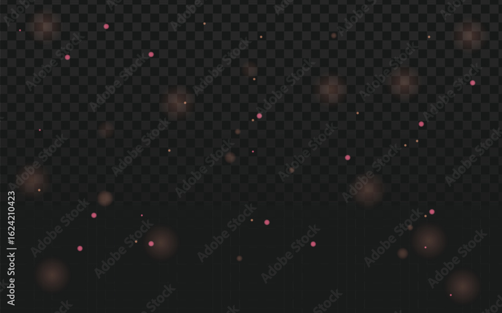 Poster transparent background vector with floating pink and brown bokeh lights. this simple and elegant des