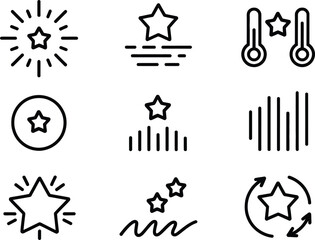 Star Icon Set, Outline Style, Performance, Rating, Award, Best Symbols Collection