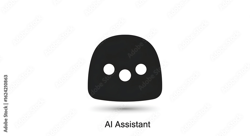 Poster illustration of a stylized dark blob with three white circles resembling a face on a white backgroun