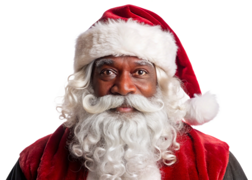 Black Santa Claus Costume Beard and Mustache Set Isolated on White Background