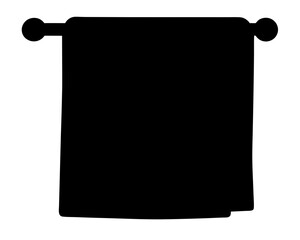 Obraz premium Silhouette of a towel hanging on a rod, isolated on white
