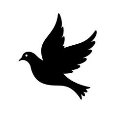 Dove bird silhouette, flying peace dove bird vector illustration
