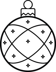 vector illustration of a christmas ball, line art or outline icon.