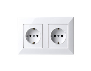 Top View of Double European Power Outlet Isolated on Transparent Background