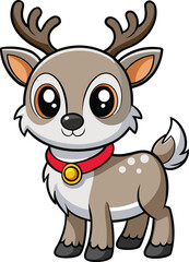 Adorable Reindeer Character Vector – Festive Cartoon Deer in colourful silhouette Style