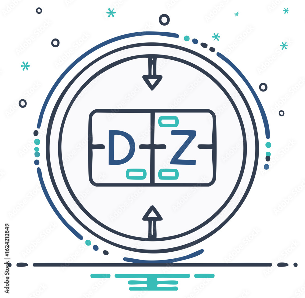 Poster drop zone icon with d z letters and inward arrows inside circle