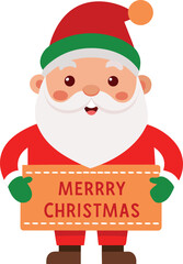 santa holding a christmas card with two hand graphic design for banner, billboard, poster, web, app and december.