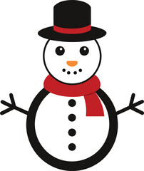 snowman christmas character icon with a hat and red scraf.