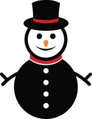 snowman with hat isolated on a transparent background. Vector illustration design for winter, december, january and christmas.