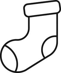 illustration of a christmas sock line art vector icon.