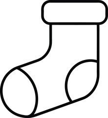 christmas sock or christmas stocking outline vector illustration design for the winter, holiday, kids and web, app, and banner.