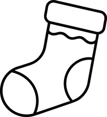 christmas sock or stocking outline vector icon illustration graphic design for the decorations, december, xmas, holiday and winter.