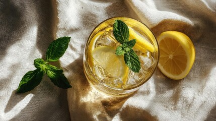 Refreshing Lemon Mint Drink with Ice