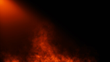 Divine light through a dark fog. The rays beam light on the floor. Spotlight on isolated background.