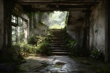 Obraz premium Mysterious Adventures: Exploring Eerie Abandoned Buildings Through Hidden Histories and Forgotten Architecture