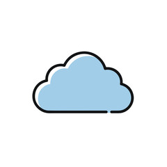 A simple and clean blue cloud illustration with black outline.