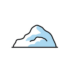 A mountain silhouette against a bright backdrop.