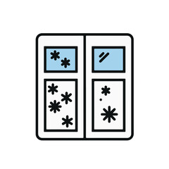 Winter window with snowflakes illustration. 