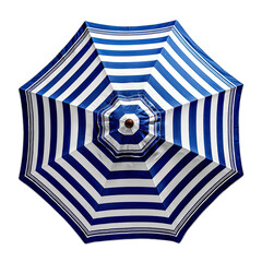 Overhead view of a striped umbrella