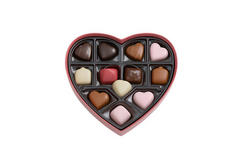 A Delectable Assortment of Gourmet Heart-Shaped Chocolates  Isolated on transparent background, cutout	