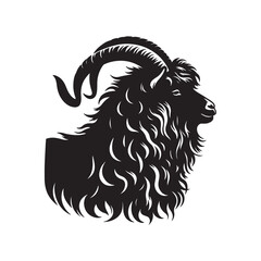 Angora Goat Silhouette Vector Black SVG Clipart Isolated Farm Animal Graphic for Cricut Laser Cutting and Print