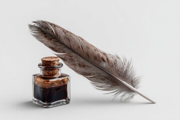 Quill and inkwell, elegant composition