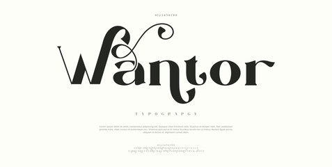 Wantor Elegant awesome alphabet letters font and number. unique serif font. Classic Lettering Minimal Fashion Designs. Typography fonts regular uppercase and lowercase. vector illustration