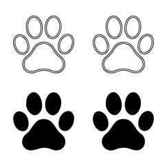Vector Illustration of a black paw print with five rounded lobes shown on transparent background