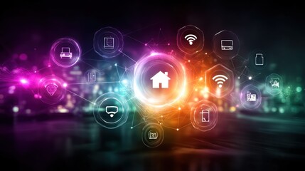 Futuristic home network graphic