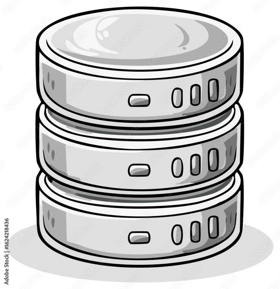 Aufkleber stylized cartoon database server stack icon for data storage and information technology