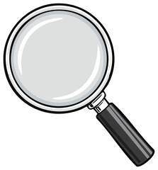 Cartoon Magnifying Glass Illustration, Research Tool, Investigation Concept