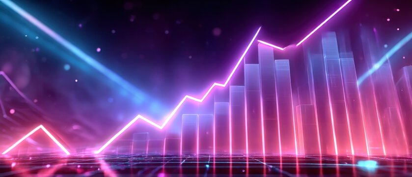 Neon graph chart - Powered by Adobe
