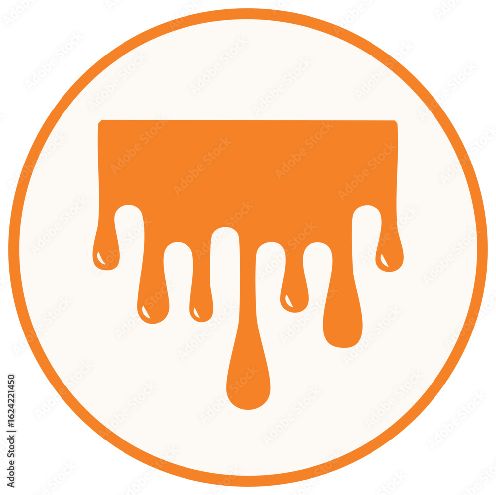 Aufkleber orange drips on cream in circle frame - abstract fluid element
