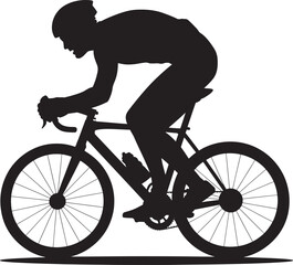 Fototapeta premium Silhouette of a cyclist in motion on a road bicycle