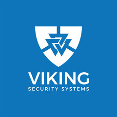 Modern shield logo with abstract letter V symbolizing protection, security, defense, and technology. Ideal for security systems, cyber safety, or tech branding.