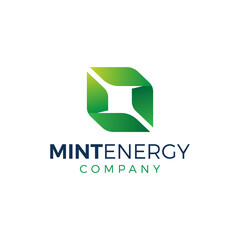 Modern abstract green leaf logo representing eco-friendly energy and sustainability, perfect for environmental energy, renewable power, and clean tech industries.