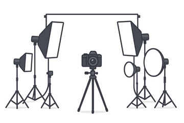 Obraz premium Professional Photography Studio Equipment Illustration