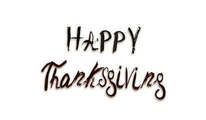 Happy thanksgiving. Hand drawn calligraphy, paint brush lettering. Handwriting Text. Design holiday greeting card, postcard, invitation. Png, transparent background