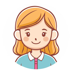 Obraz premium Young woman cartoon avatar with cheerful face blonde hair and friendly expression