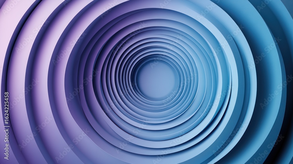 Poster Abstract Blue Circular Tunnel Pattern with Gradient Colors in Modern Design