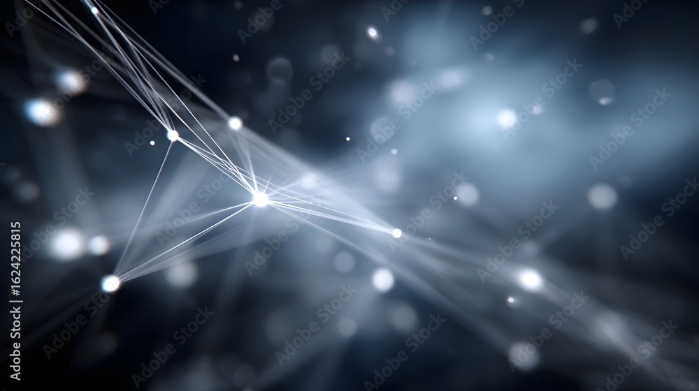 Poster futuristic digital network of interconnected data nodes