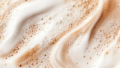 A close-up of frothy coffee, showcasing creamy textures and bubbles, creating an inviting and warm aesthetic.