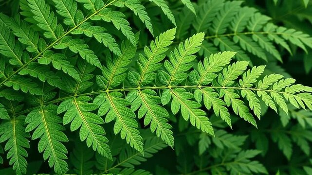 Lush green foliage of a tropical plant, vibrant leaves creating a natural backdrop