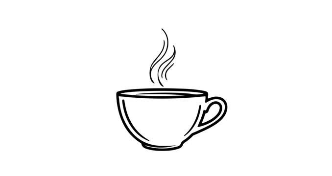 Hot coffee cup vector illustration steaming drink caffeine beverage morning coffee break cafe doodle art design