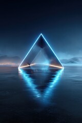Neon pyramid on a still lake