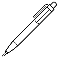 Fototapeta premium Detailed Black and White Line Drawing of a Ballpoint Pen with Cap and Clip
