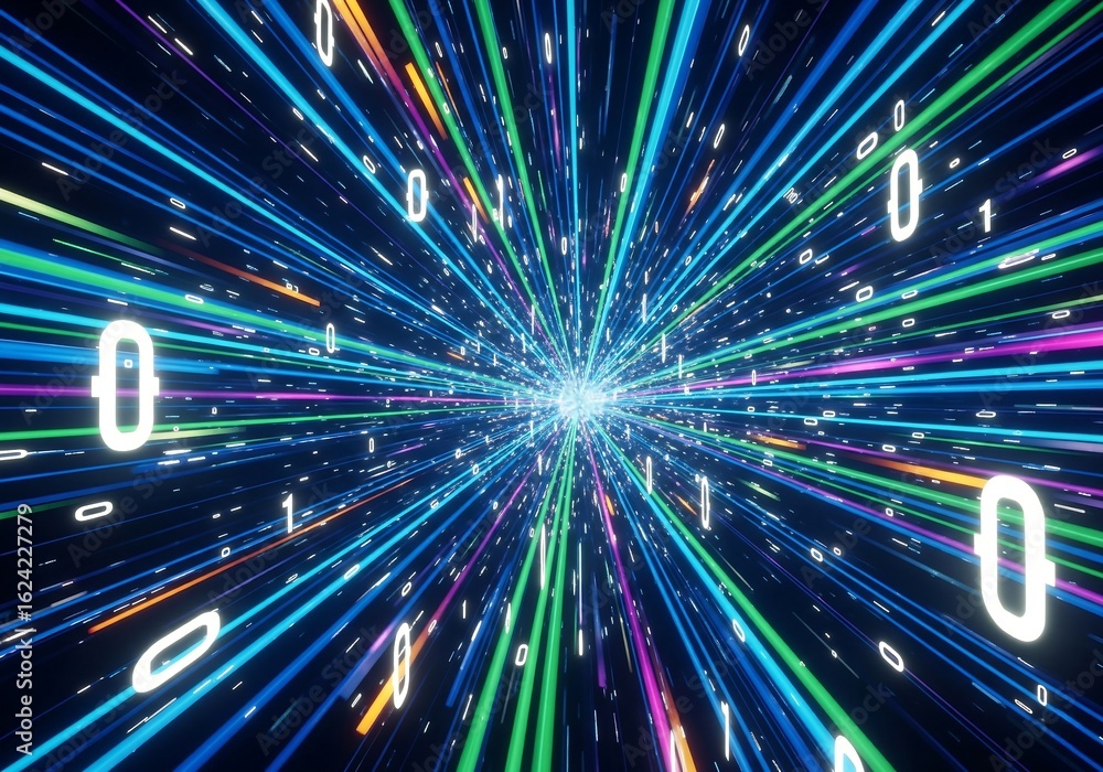 Aufkleber digital data flow in cyberspace - abstract futuristic technology background.